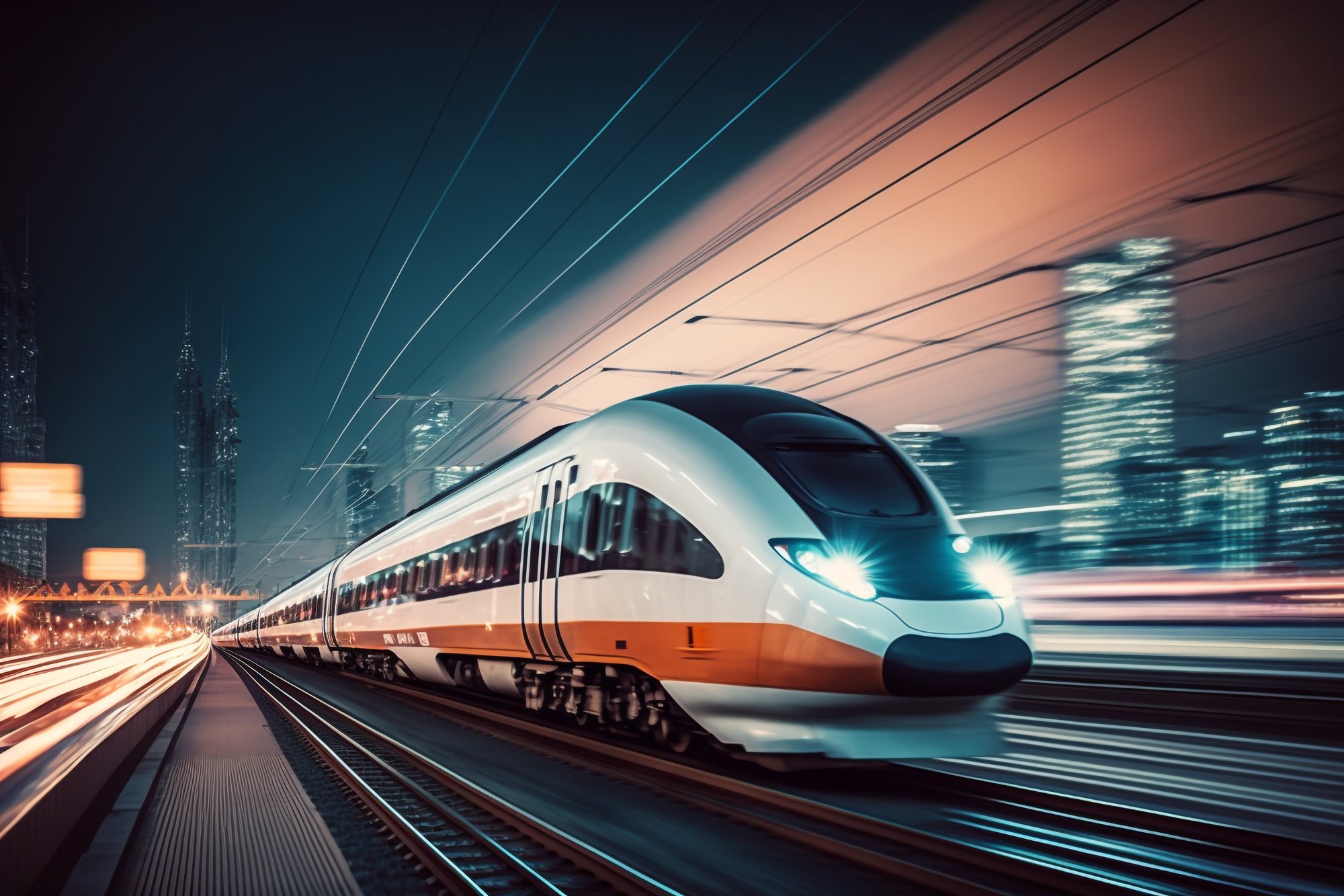 high-speed-train-station-blurred-cityscape-night-background-generative-ai