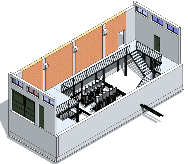 MODELLO BIM CAMERA DI POMPAGGIO: PIPING E CARPENTERIA METALLICA