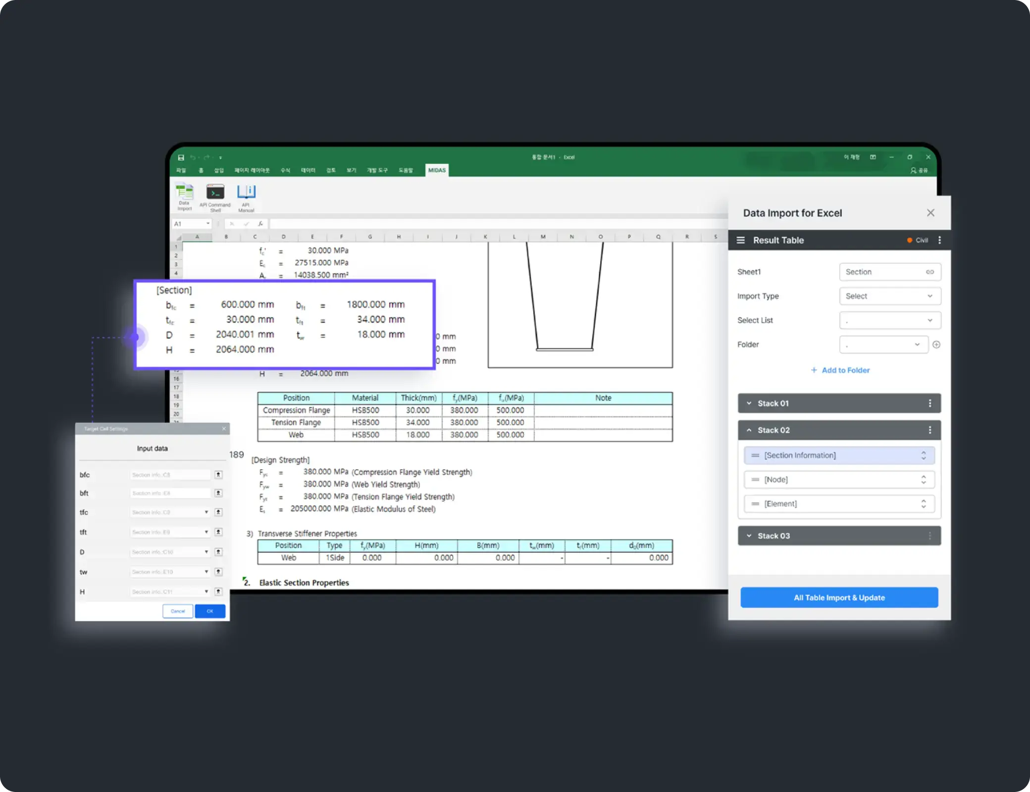 MIDAS Connector per Excel